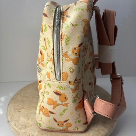 Loungefly Pokemon Eevee Mini Backpack Cream Floral Allover Print Bag FLAW - Picture 5 of 13